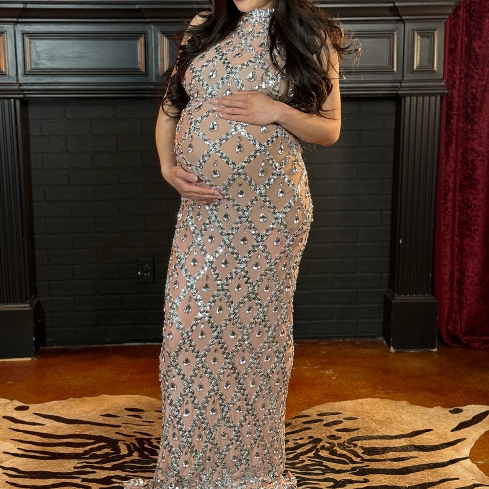 Embellished maternity gown